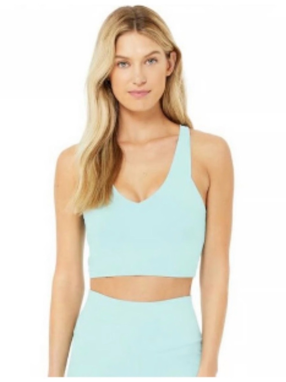 ALO Yoga Blue Quartz Real Bra Tank + Airbrush Legging Set XS/M